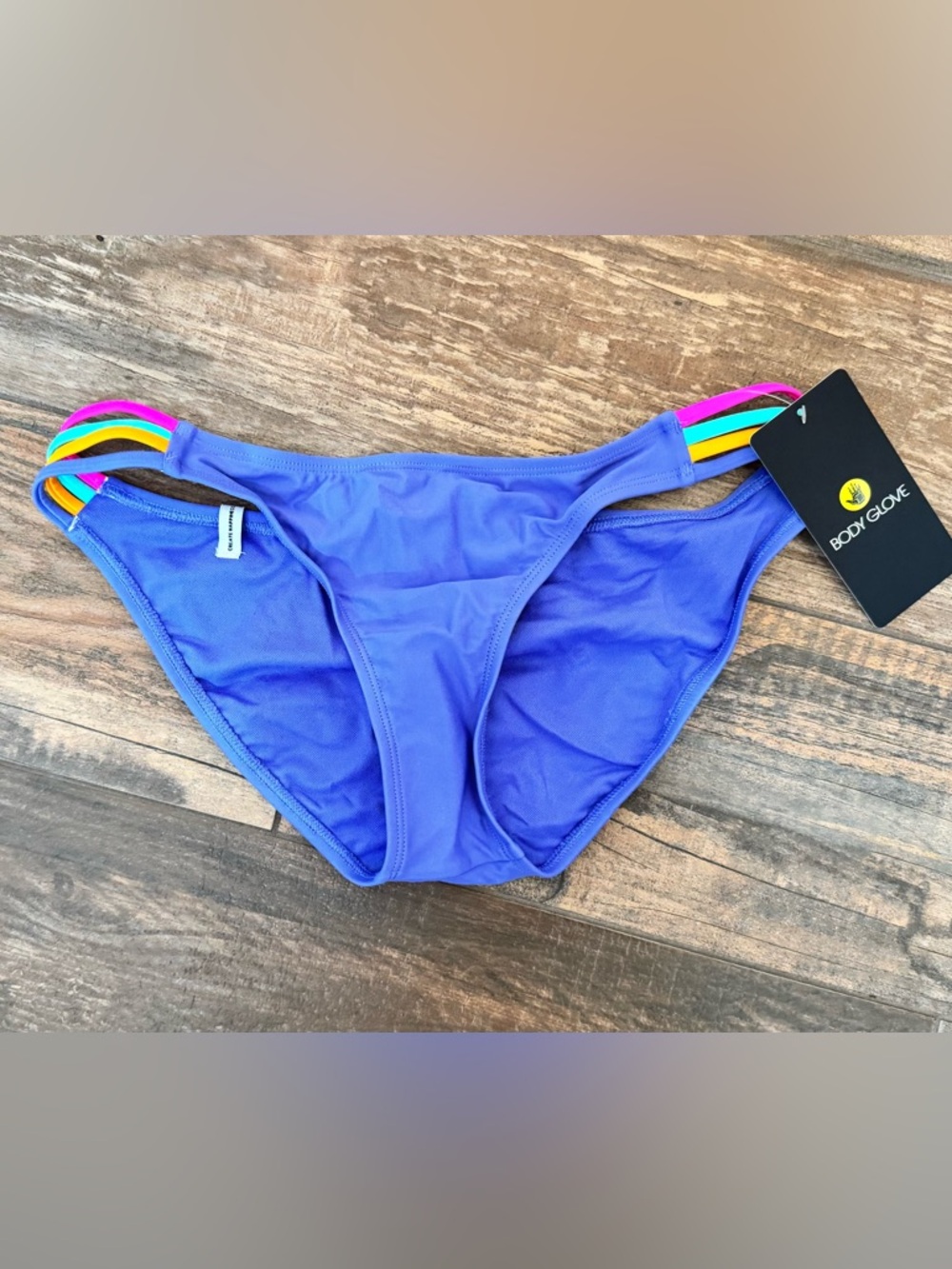 Body glove Rider Blue Bikini Bottom with Rainbow Straps